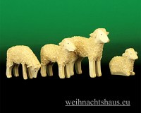 Seiffen Weihnachtshaus - Schaf geschnitzt Erzgebirge Familie 4teilig - Bild 1